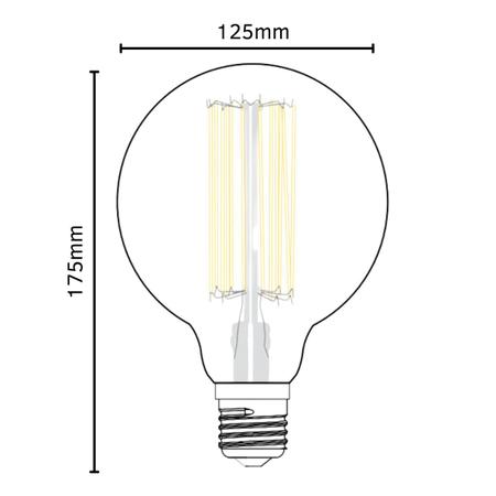 Imagem de Kit 6 Lâmpadas Filamento de Carbono Retrô G125 Galaxy Led 40w 127v Vintage 2400K Amarelo Âmbar Dimerizável Edison Garantia 1 ano