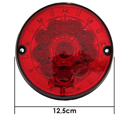 Imagem de KIT 6 Lanterna Traseira 10 LED 12 volts Ø 12.5 cm - Ônibus Caio / Marcopolo / Caminhão