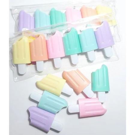 TINGLI Canetas marca-texto, 6 peças fofas mini caneta-texto Kawaii desenho  de sorvete em forma de sorvete fluorescente para escola, escritório,  artigos de papelaria