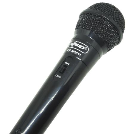 Imagem de Kit 6 Microfones Dinâmico c/ Fio P10 P2 Cabo 2,8 Metros Karaokê e Caixa de Som Knup KP-M0011 Preto