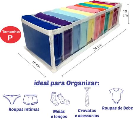 Imagem de Kit 6 Organizadores De Gavetas (calcinhas, Meias, Cuecas) Transp. Branco