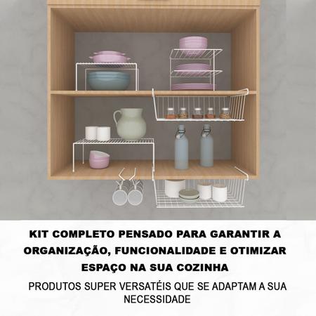Imagem de Kit 6 Organizadores Para Armário Cozinha Xícara Cesto Suspenso