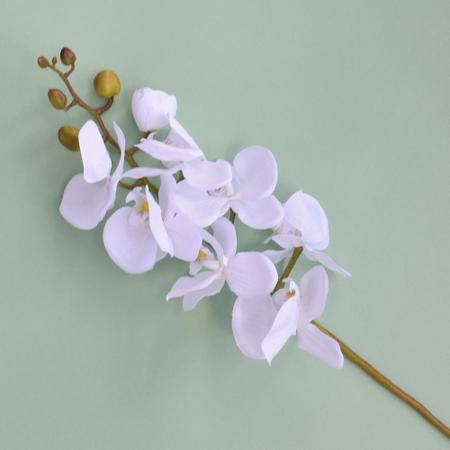 Imagem de Kit 6 Orquídeas Artificiais Brancas Aveludadas com 7 flores