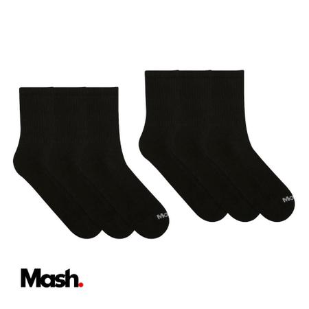 Imagem de Kit 6 Pares Meia Mash Cano Médio Masculina Básica Unissex De Algodão