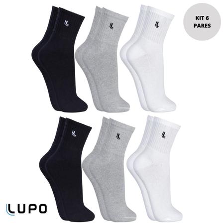 Imagem de Kit 6 Pares Meia Meias Lupo Algodão Cano Médio Longo Alto Masculina Masculino Media Original 3245