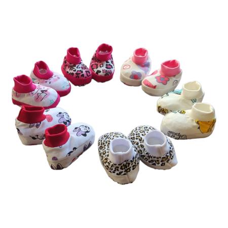 Imagem de Kit 6 Pares Pantufa Sapatinho Estampado Bebê Recém Nascido