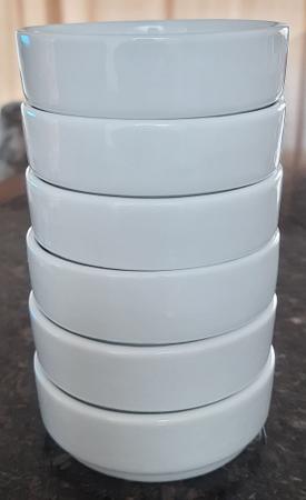 Imagem de Kit 6 petisqueiras individuais empilháveis 100ml - Pote patê e sobremesa  - Porcelana Branca