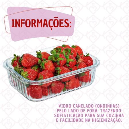 Imagem de Kit 6 Pote De Vidro Hermético Canelado Marmita Fitness 1520ml