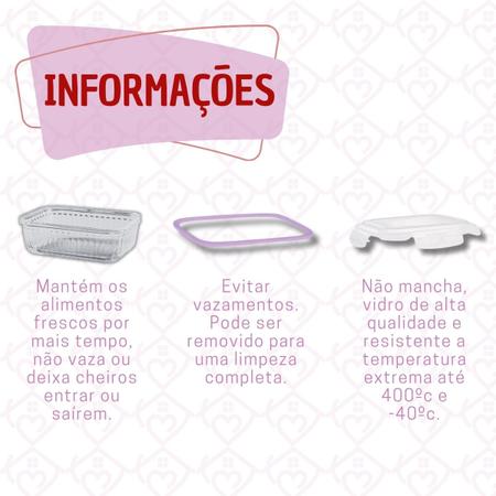 Imagem de Kit 6 Pote Vidro Hermético 370ml Mantimentos Marmita Fitness