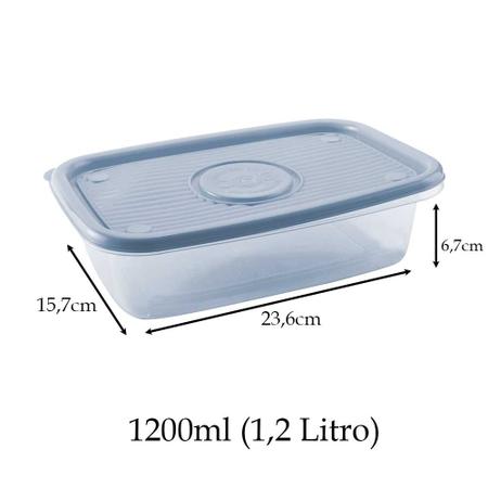 Imagem de Kit 6 potes 1200ml mantimentos alimento vasilha marmita freezer geladeira microondas tapuer tapoer