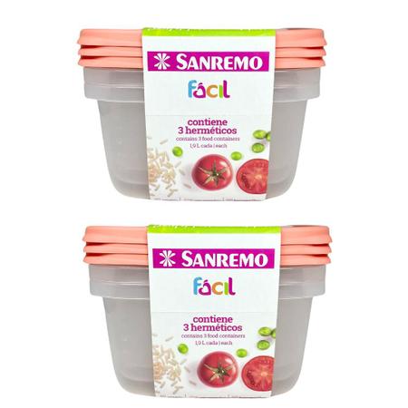 Imagem de Kit 6 Potes Grandes Para Alimentos Organizador de Geladeira Marmita Alta Qualidade Sanremo- SALMÃO