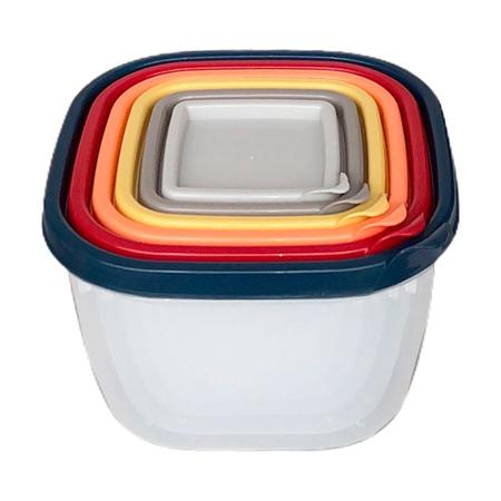 Imagem de Kit 6 potes quadrado plástico mantimentos marmita vasilha tapoer tupperware tapuer tampa Plasútil