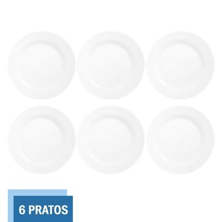 Imagem de Kit 6 Pratos 24cm Redondos Raso Refeição Menu Luxo Duralex