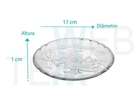 Imagem de Kit 6 Pratos de Sobremesa em Vidro Lírio Vitazza: Pratinho Elegante para Mesa Posta, Festas, Ocasiões Especiais, Opção Sustentável 