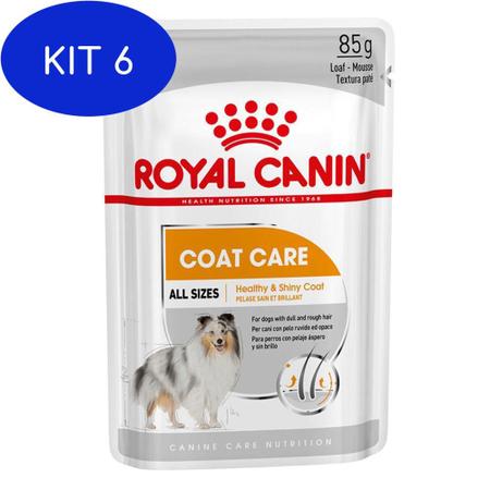 Imagem de Kit 6 Ração Úmida Royal Canin Sachê Cães Adultos Coat Care