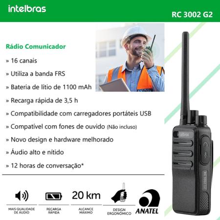 Imagem de Kit 6 Rádios Comunicador Intelbras RC3002 Com Fones Ouvido Microfone