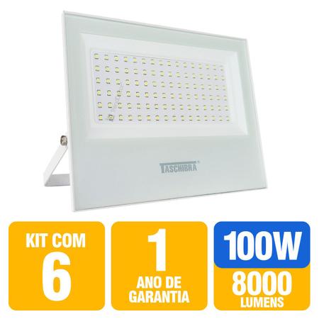 Imagem de Kit 6 Refletores Taschibra TR LED 100W Branco