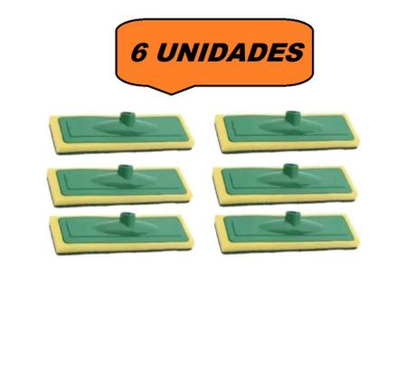 Imagem de kit 6 Rodos Abrasivos Esponja Limpa Piso E Azulejo Manual Sem Cabo