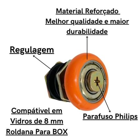 Imagem de Kit 6 Roldana Para Box Regulagem Porta Blindex Vidro 8 Mm