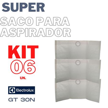 Imagem de Kit 6 Sacos Para Aspirador De Pó Descartável Electrolux GT30N Mod. Novo Refil Compatível com bocal de encaixe 45 mm