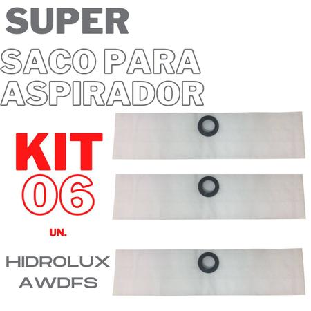 Imagem de Kit 6 Sacos Para Aspirador De Pó Descartável Electrolux Hidrolux AWDFS Refil Compatível