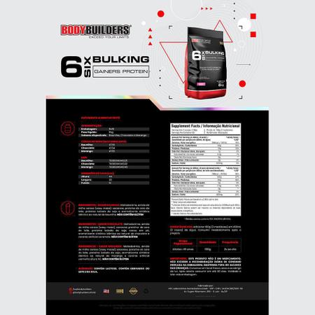 Imagem de Kit 6 Six Bulking Gainers Protein 6Kg Morango Bodybuilders