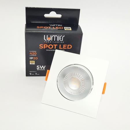 Imagem de Kit 6 Spot Led 5w 3000k Direcionavel Olho de Boi Embutir Quadrado