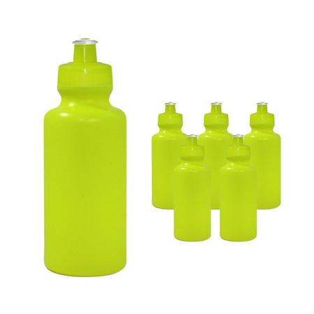 Imagem de Kit 6 Squeezes 550Ml Amarelo Neon Plástico Premium