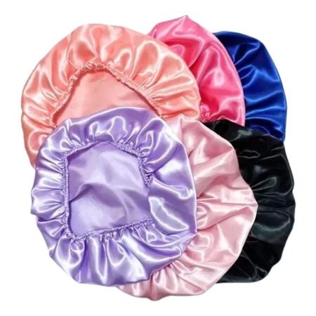 Imagem de Kit 6 toucas de cetim feminina para cabelo antifrizz moderna inovadora