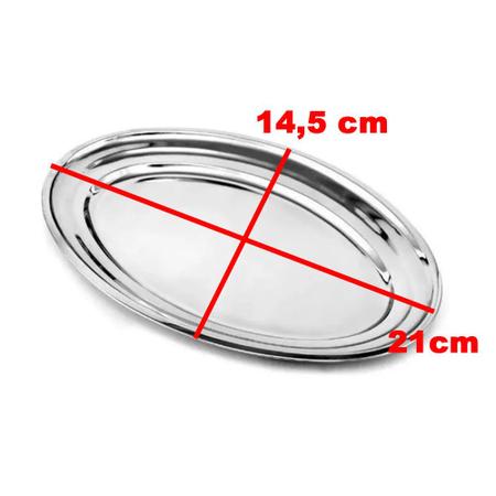 Imagem de Kit 6 Travessa Oval 21cm Aço Inox Bandeja Para Servir