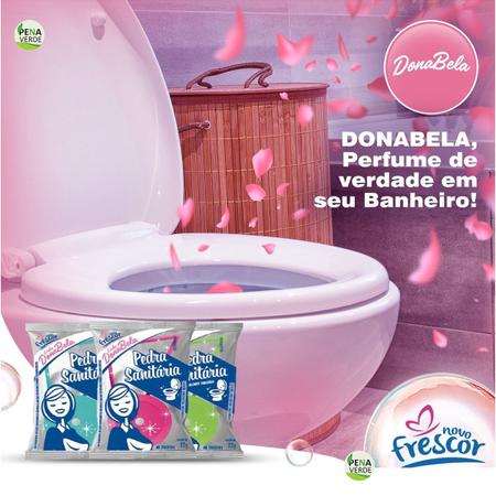 Imagem de Kit 6 Unidades Detergente / Pedra Sanitária DonaBela 22g Odorizante Descarga Vaso Sanitário Novo Frescor