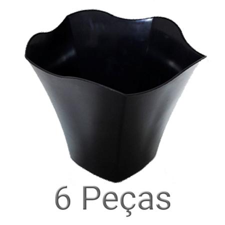 Imagem de Kit 6 Vasos Cachepot Decorativo Plástico Enfeite Decoração de Mesa Jardim Cor Preta