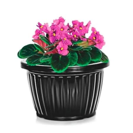 Imagem de Kit 6 Vasos Preto Para Flores Jardim Plantas 1,200L Plástico Cacto