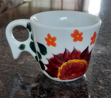 Imagem de  Kit 6  xícaras  de chá Porcelana cabo prático. 