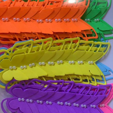 Imagem de Kit 60 Borboletas de papel 3d cor neon decoração artesanal