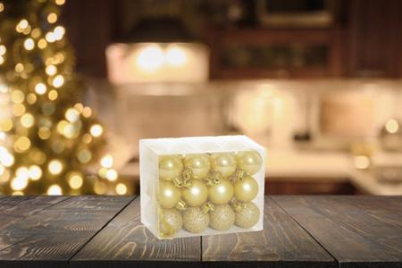 Imagem de Kit 60 Mini Bolas Natal Dourada Glitter, Fosca, Lisa 3cm - Master Christmas