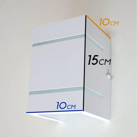 Imagem de kit 6x Arandela  Branca + LED 5W 3000K luminária Externa Parede Muro 2 Focos Frisos Fachos St327