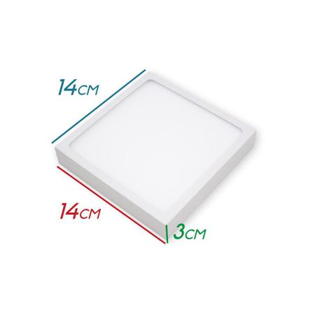 Imagem de kit 6x Painel Plafon Led 15w Luminária Sobrepor 14x14cm Branco Quente 3000K St1043