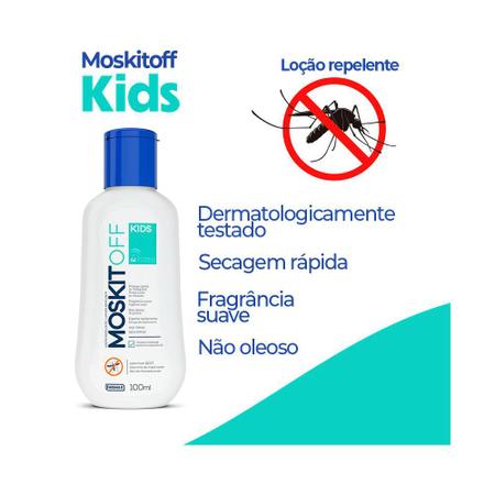 Imagem de kit 6x repelente moskitoff kids contra mosquito da dengue pernilongo loção 100ml - cheiro maçã verde