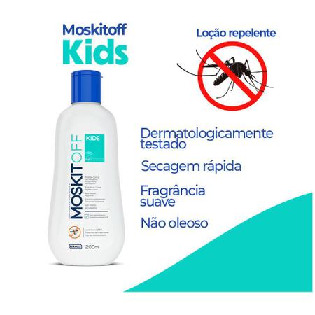 Imagem de kit 6x repelente moskitoff kids contra mosquito da dengue pernilongo loção 200ml - cheiro maçã verde