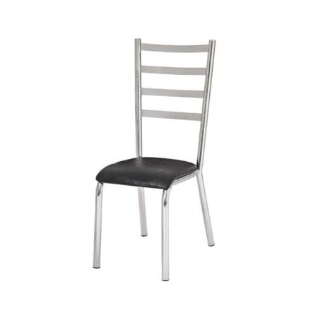 Imagem de Kit 7 cadeiras Laura cromada para cozinha-assento preto
