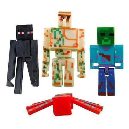Imagem de Kit 7 Cartela Minecraft Dragão 35 Bonecos + 7 Bloco Zombie