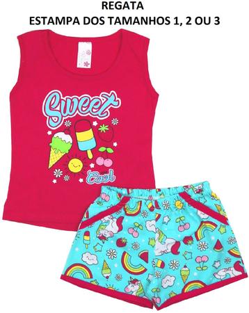 Imagem de Kit 7 Conjunto Infantil Feminino Roupa de Verão Menina