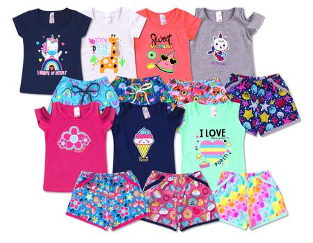 Imagem de Kit 7 Conjunto Infantil Feminino Roupa de Verão Menina