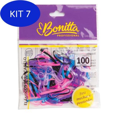Imagem de Kit 7 Elástico Para Cabelos Com Aproximadamente 100 Un Bonitta