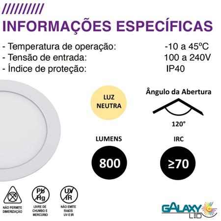 Kit 7 Painel Plafon Redondo Sobrepor 12W Branco Neutro 4000k - Galaxyled Imagem de Kit 7 Painel Plafon Redondo Sobrepor 12W Branco Neutro 4000k