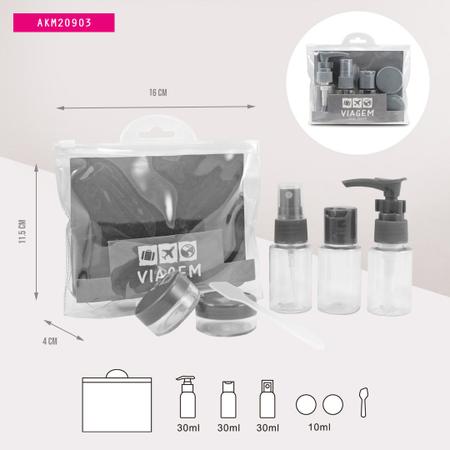 Imagem de Kit 7 Porta Frascos Viagem Organizador Mala Mão Bolsa Necessaire Shampoo Creme Perfume Cuidado Pessoal