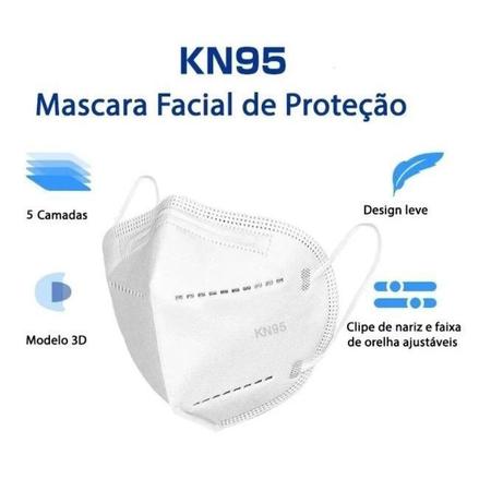 Imagem de Kit 70 Máscaras KN95 com Clip Nasal - Proteção Máxima com 5 Camadas N95 KN95 PFF2