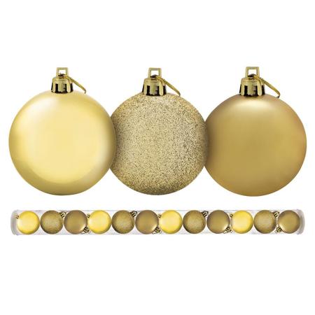 Imagem de Kit 73 Enfeites Pendentes Árvore De Natal  Dourado Bola 4cm Decoração