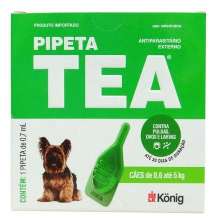 Imagem de Kit 8 Anti Pulgas Pipeta Tea Konig Para Cães De 0,6 Kg Á 5kg